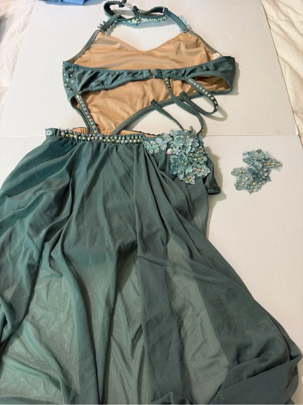 Glamour solo dance costume Jealous 24-221 green lyrical contemporary LA adult